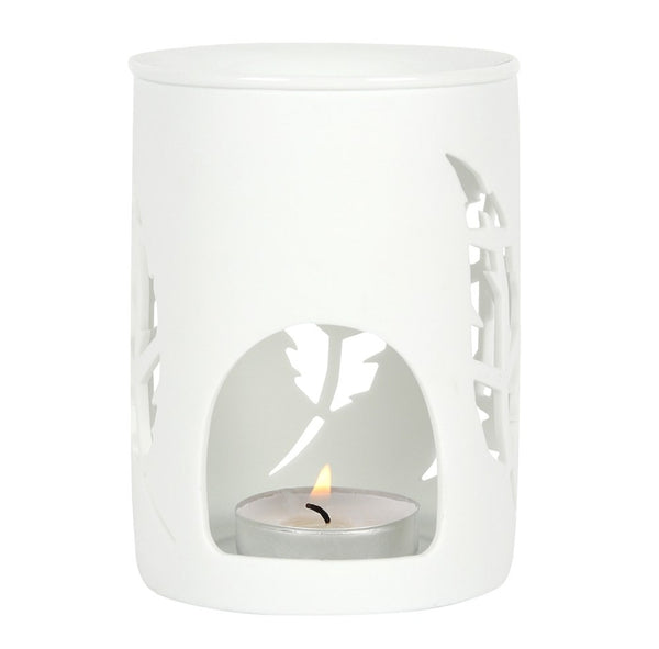 White Feather Cut Out Wax Burner