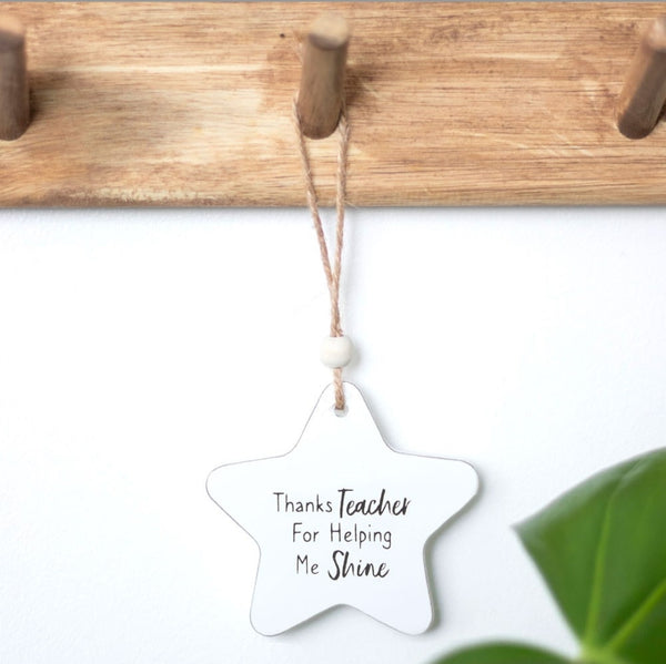 THANKS TEACHER HANGING STAR SENTIMENT SIGN