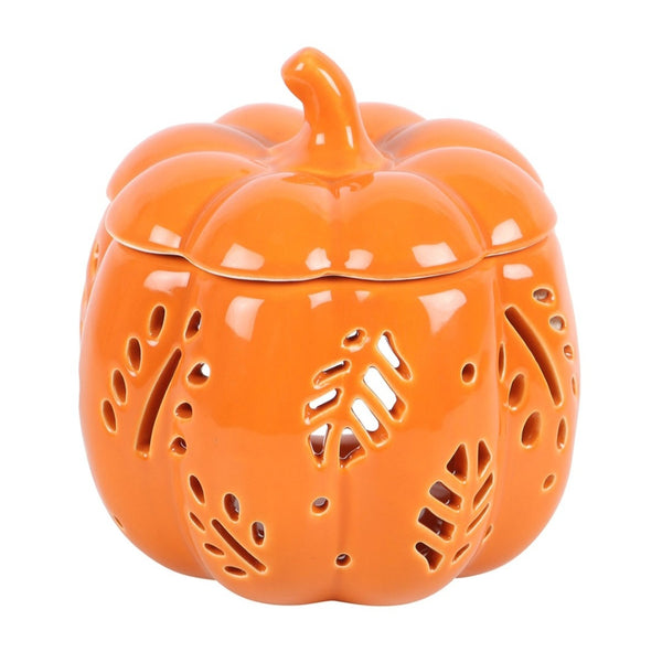 Orange Autumn Leaves Pumpkin Ceramic Wax Burner