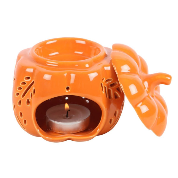 Orange Autumn Leaves Pumpkin Ceramic Wax Burner